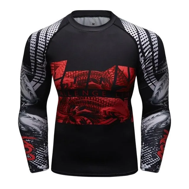 MMA Snake Printed Workout Quick Dry Long Sleeve