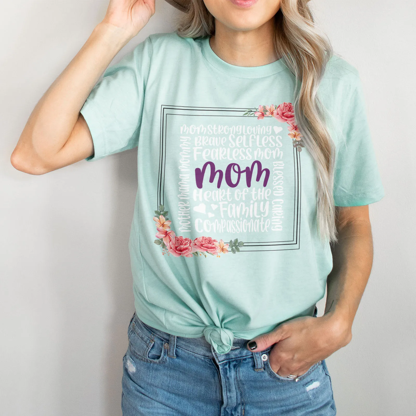 Mom Heart Of The Family Tee Shirts For Women - Christian Shirts for Women - Religious Tee Shirts