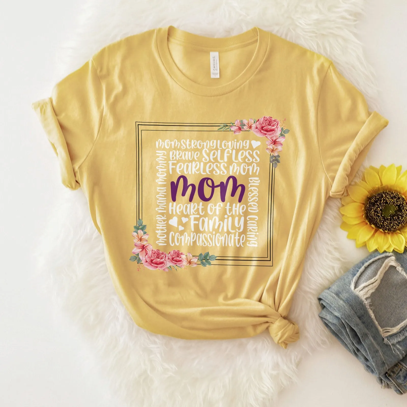 Mom Heart Of The Family Tee Shirts For Women - Christian Shirts for Women - Religious Tee Shirts