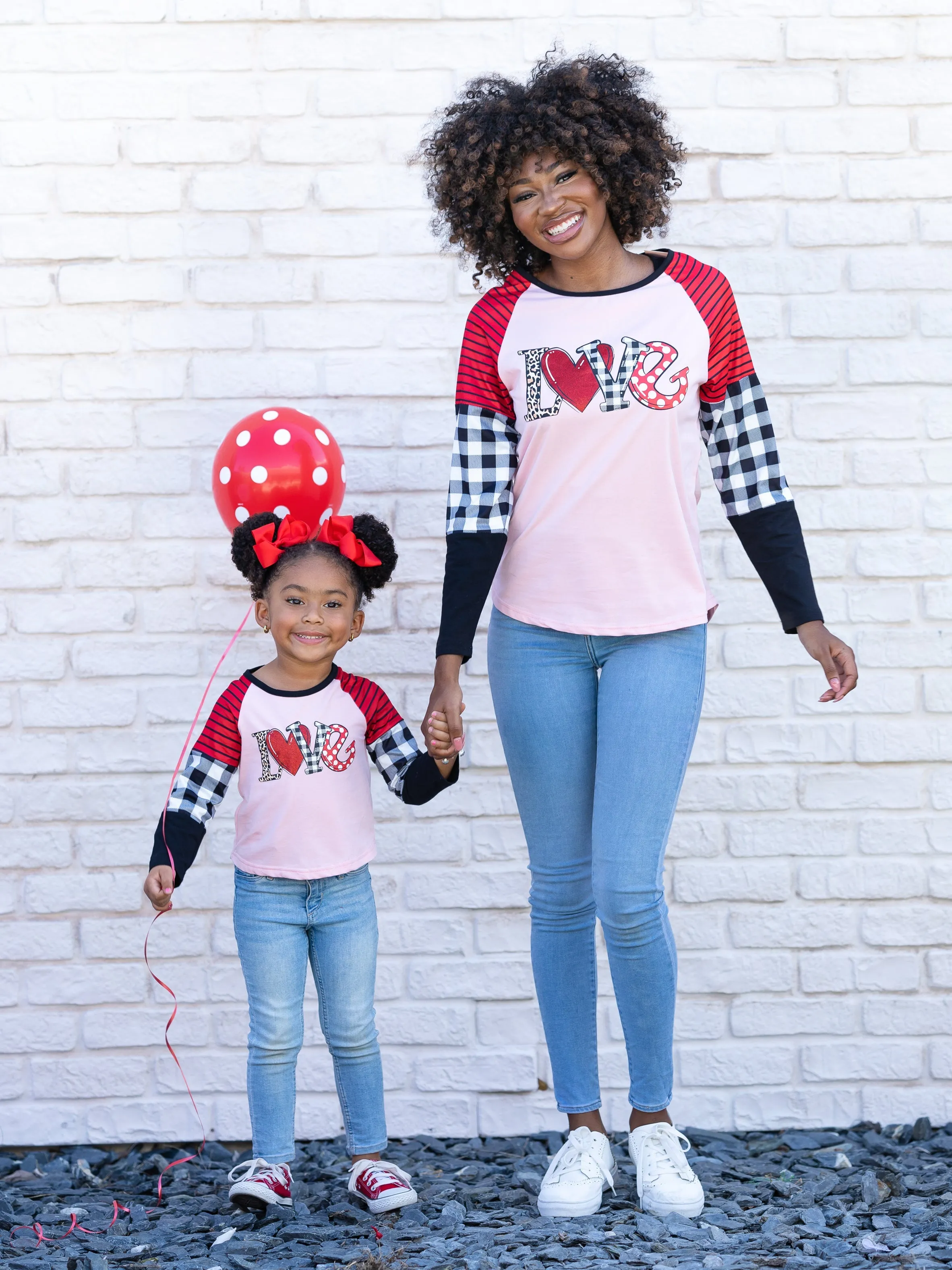 Mommy And Me Love Colorblock Sleeve Top