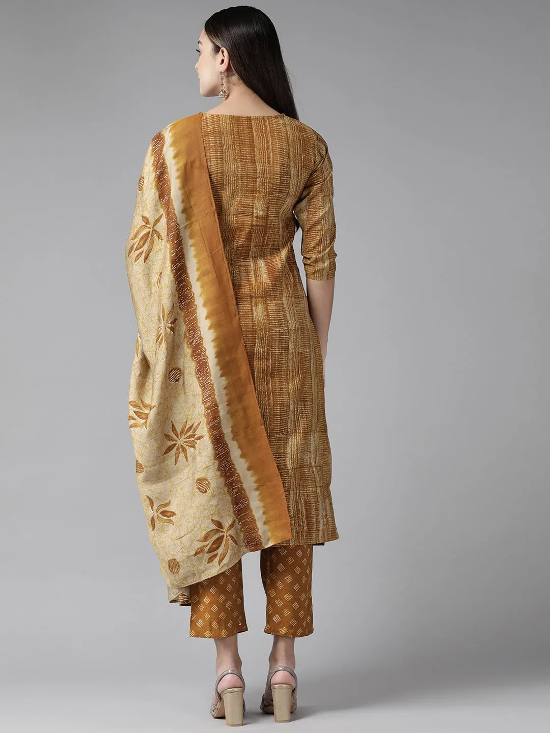 Mustard Sequinned Dupatta Set