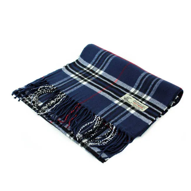 Navy Cashmere Plaid Scarf