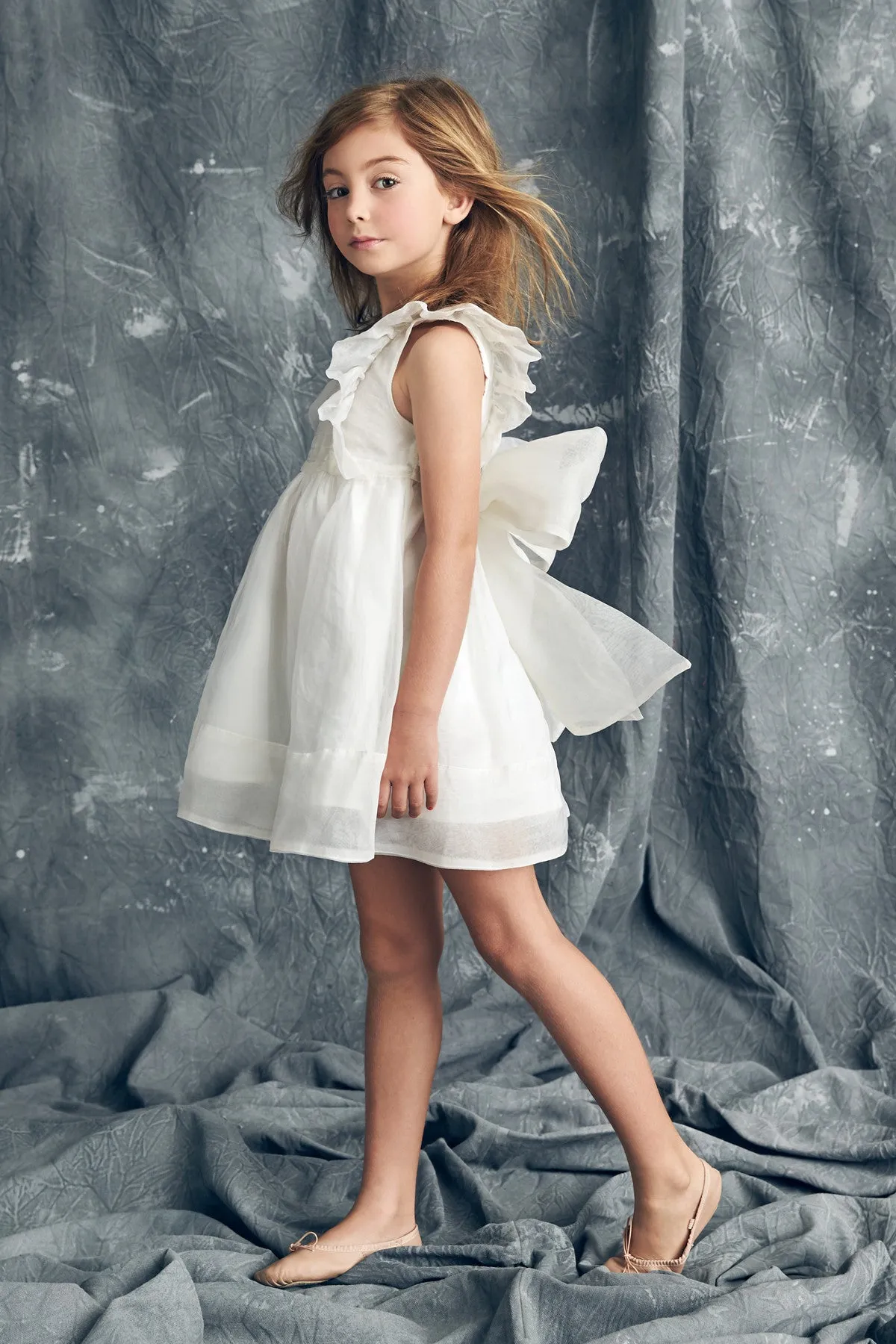 Nellystella Mae Silk Baby Girls Dress - Star White