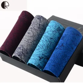 New Men Underwear Gift Box 4pca/lot Soft Breathable Modal Boxer Brand Designer Print Male Mens Underwear Boxers AU322 Wholesale