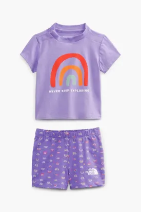 North Face Summer Baby Girls Set - Pop Purple Rainbows