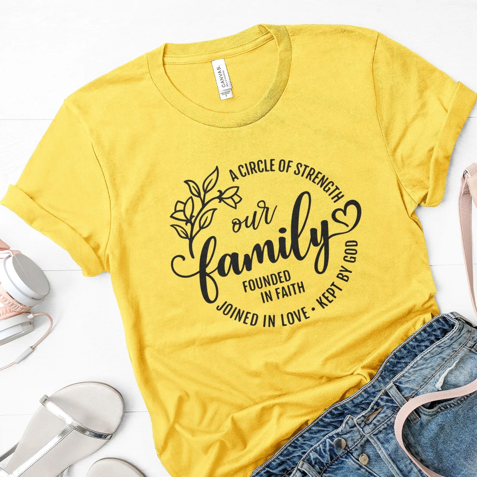 Our Family A Circle of Strength Tee Shirts For Women - Christian Shirts for Women - Religious Tee Shirts