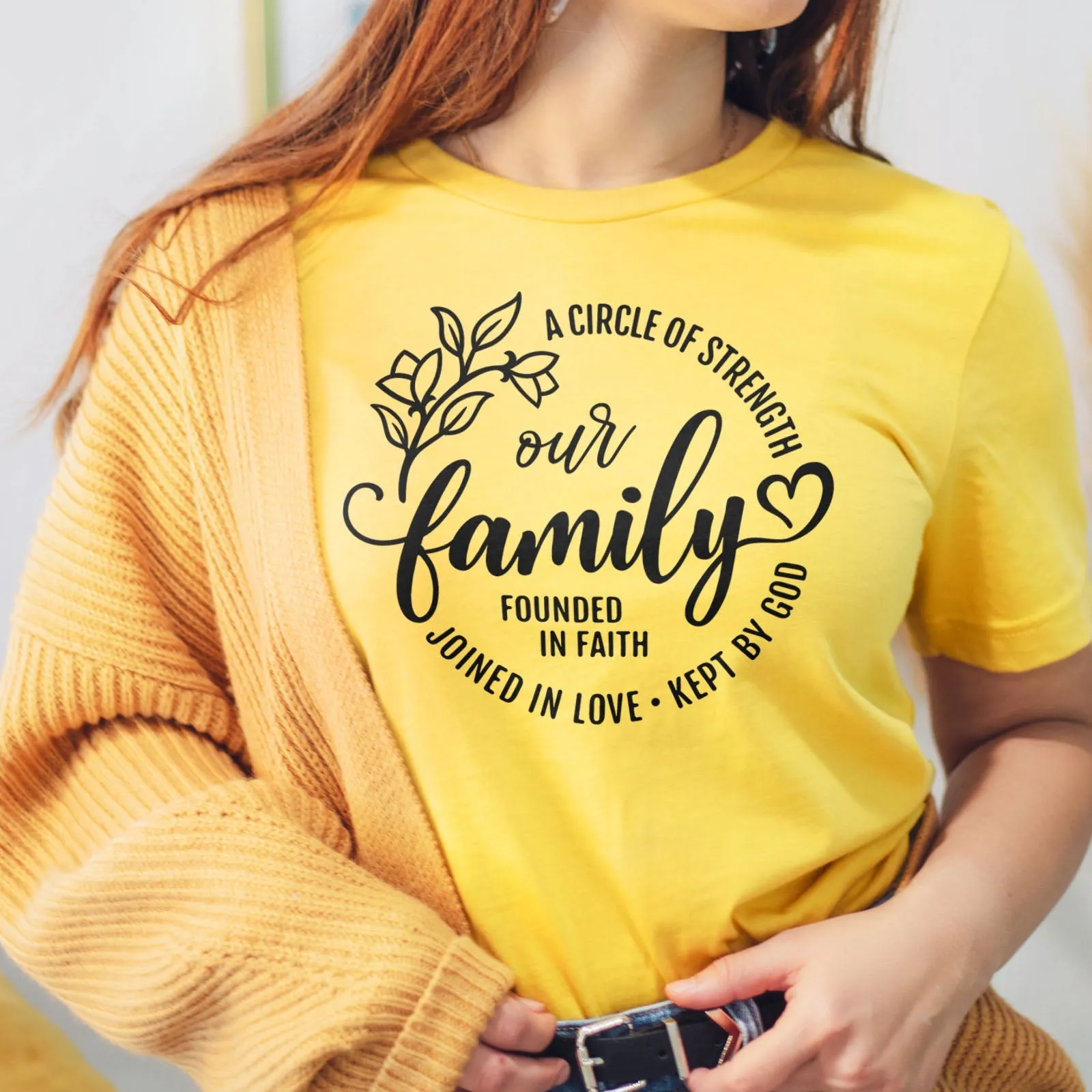 Our Family A Circle of Strength Tee Shirts For Women - Christian Shirts for Women - Religious Tee Shirts