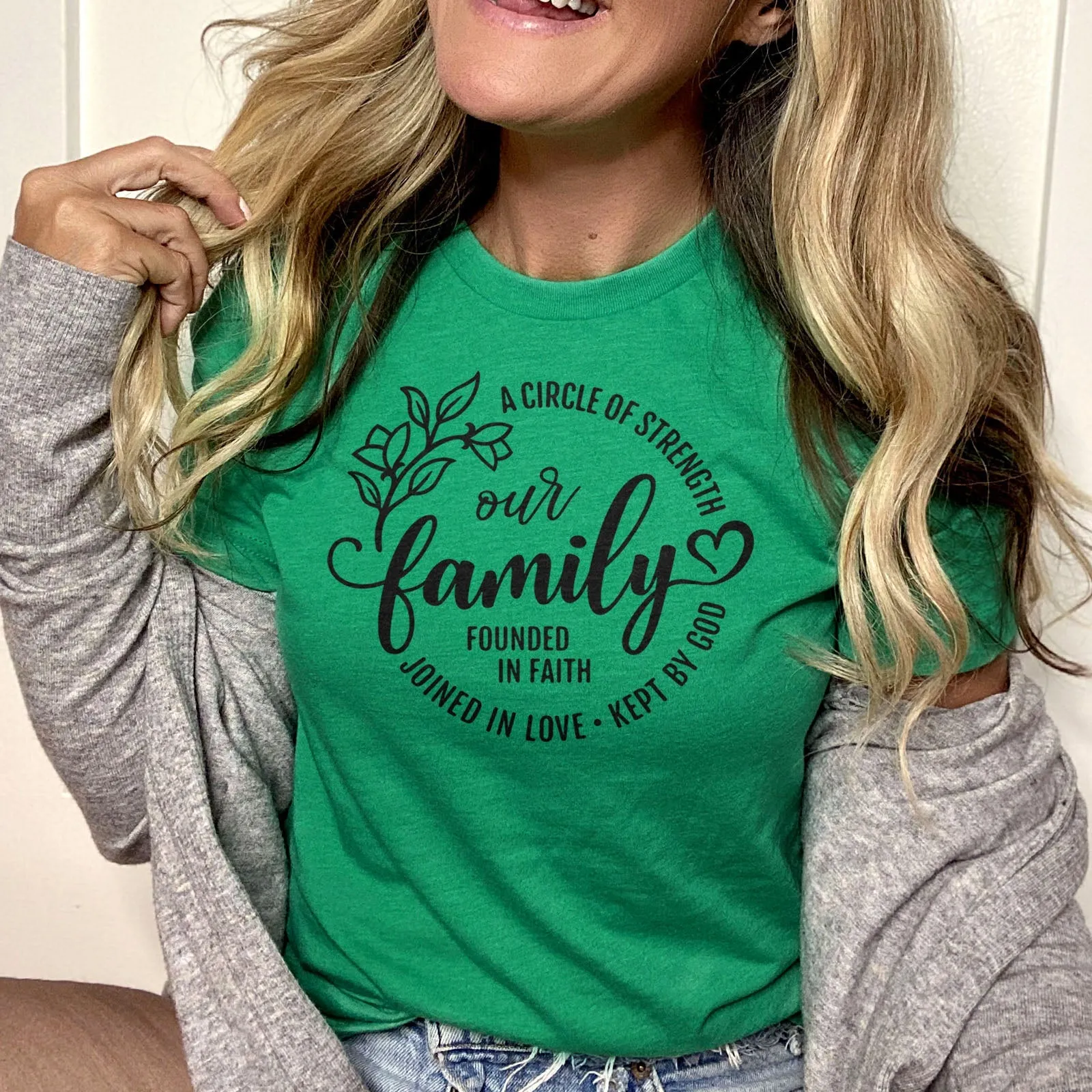 Our Family A Circle of Strength Tee Shirts For Women - Christian Shirts for Women - Religious Tee Shirts