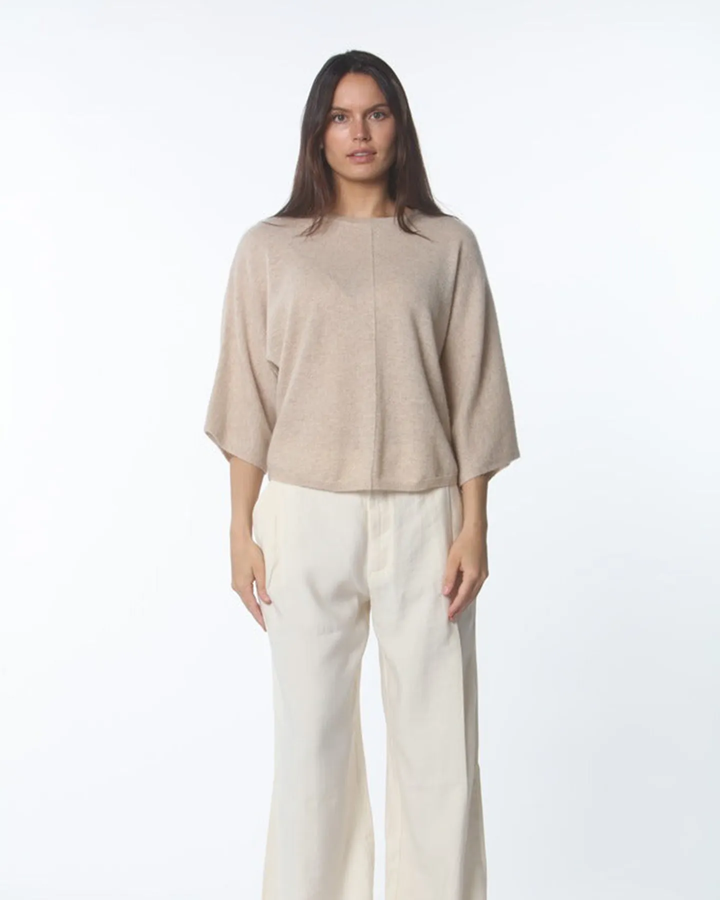 OVERSIZED DOLMAN CASHMERE SHORT SLEEVE SWEATER - NOMAD