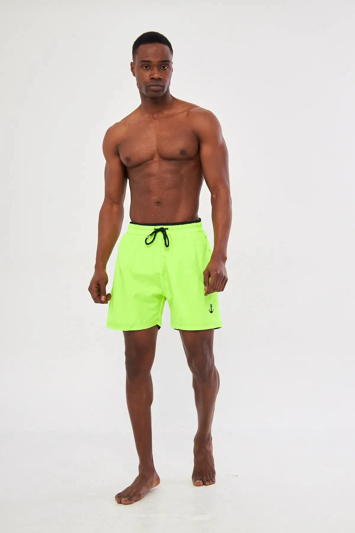 Pandy Men's Colorful Pocket Zipper Yellow Swim Shorts