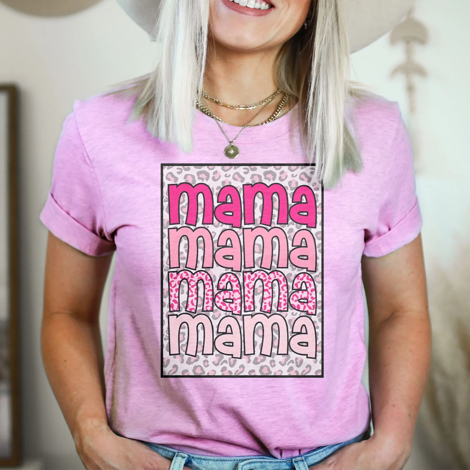 Pink Leopard Mama Tee Shirts For Women - Christian Shirts for Women - Religious Tee Shirts