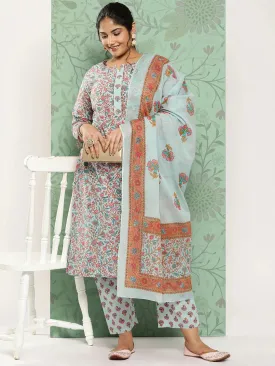 Plus Size Gotta Patti Cotton Kurta Dupatta Set