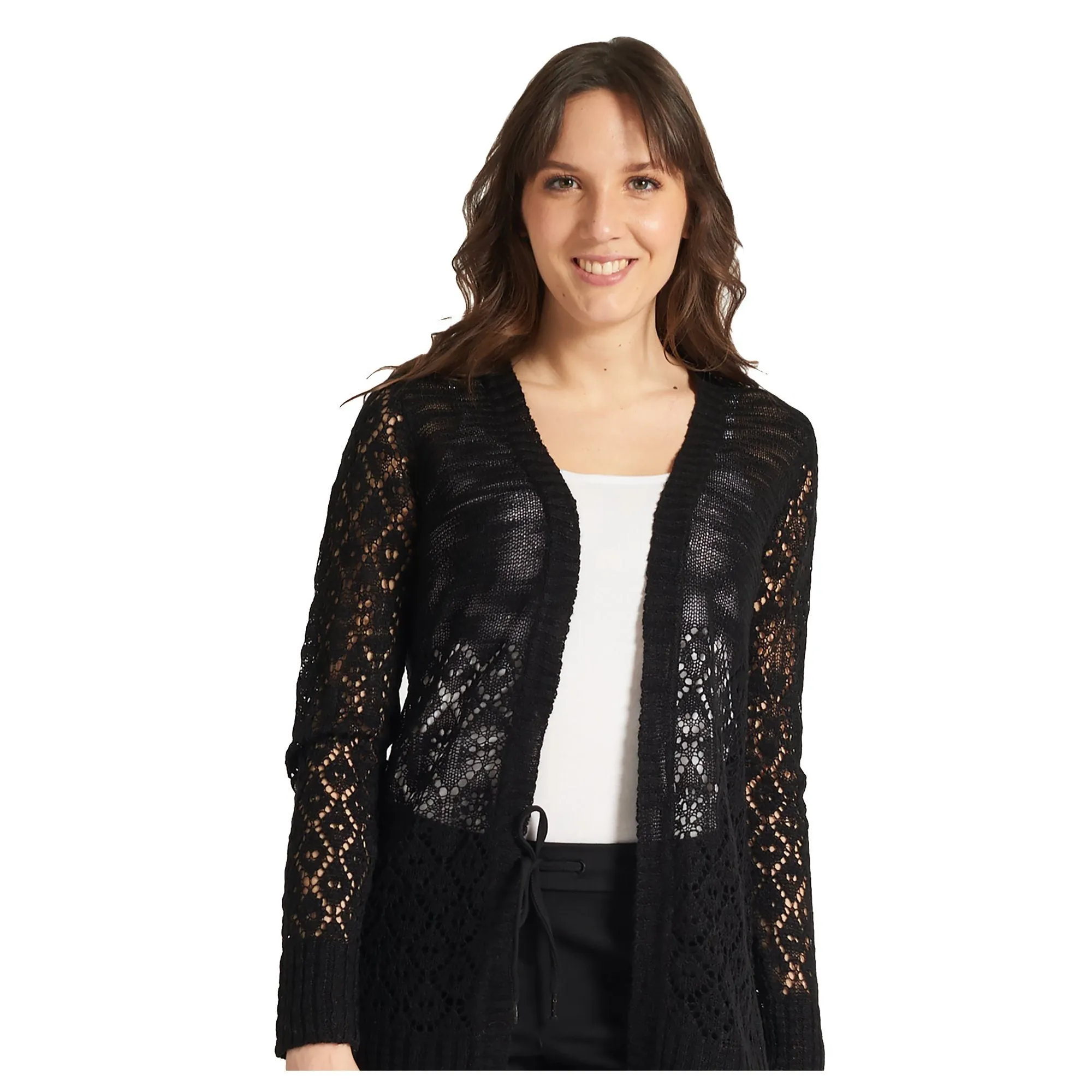 Pointelle Cardigan - Black