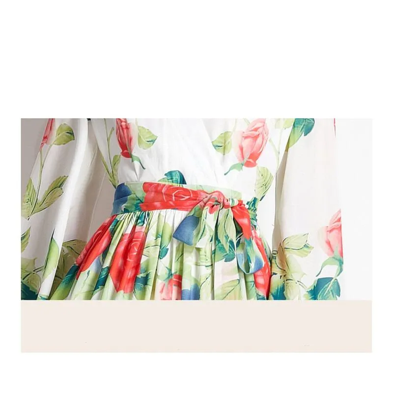 Premium Chic Retro Print Belted Dress