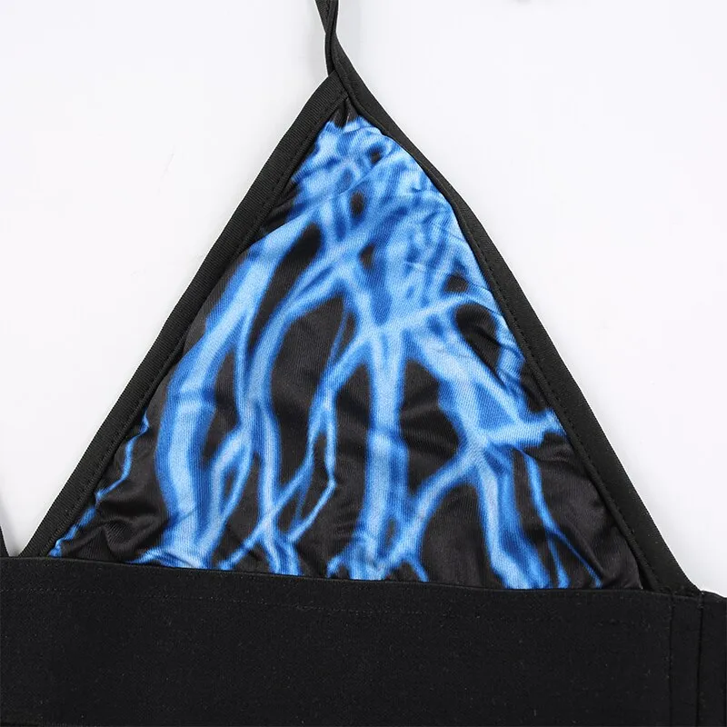 Print Halter Strapless Crop Top Sexy Fitness Club Party Beachwear