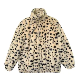 "Leopard Print Fluffy Lamb Coat | Women's Thickened Fleece Short Jacket - Autumn Winter 2024 Trend"