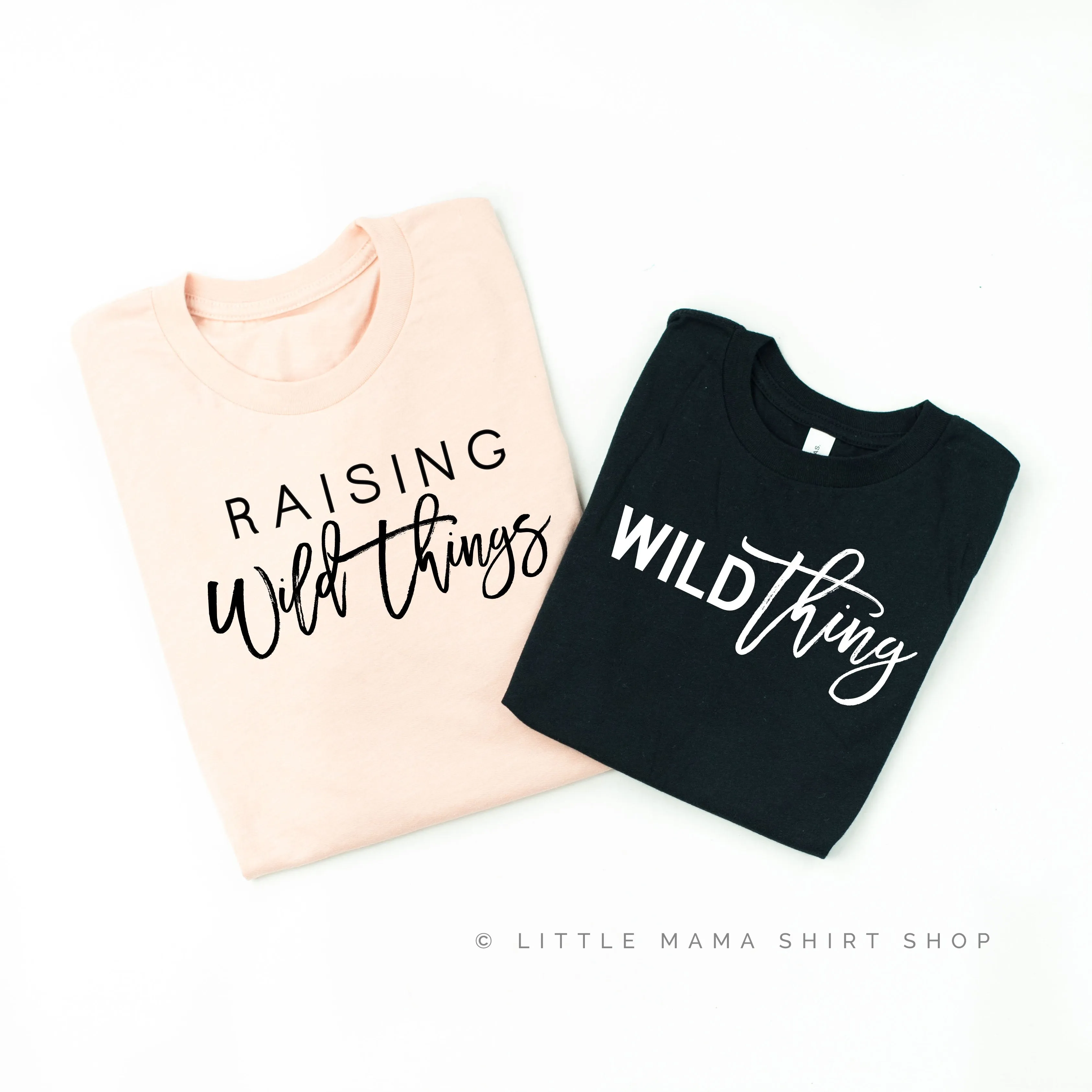 Raising Wild Things / Wild Thing | Blush w/ Black Adult Shirt   Black w/ White Child Shirt