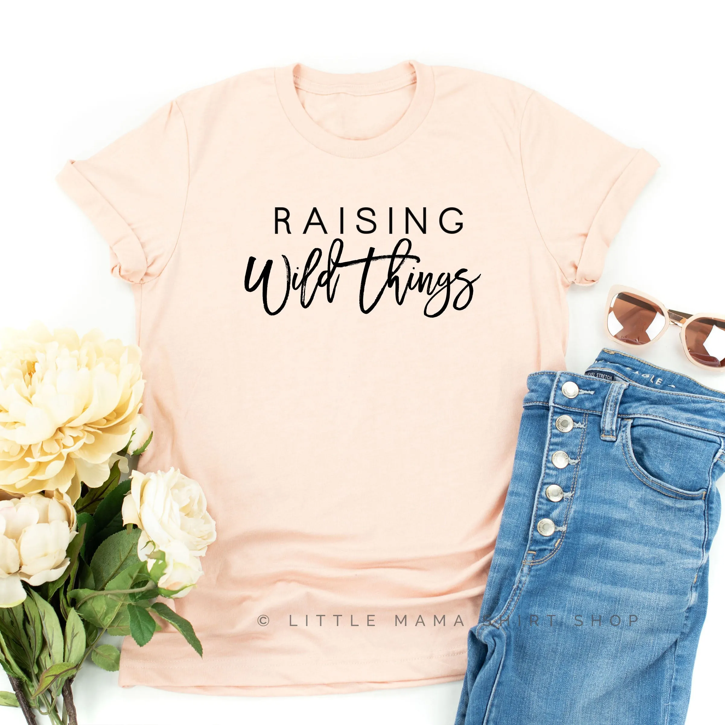 Raising Wild Things / Wild Thing | Blush w/ Black Adult Shirt   Black w/ White Child Shirt