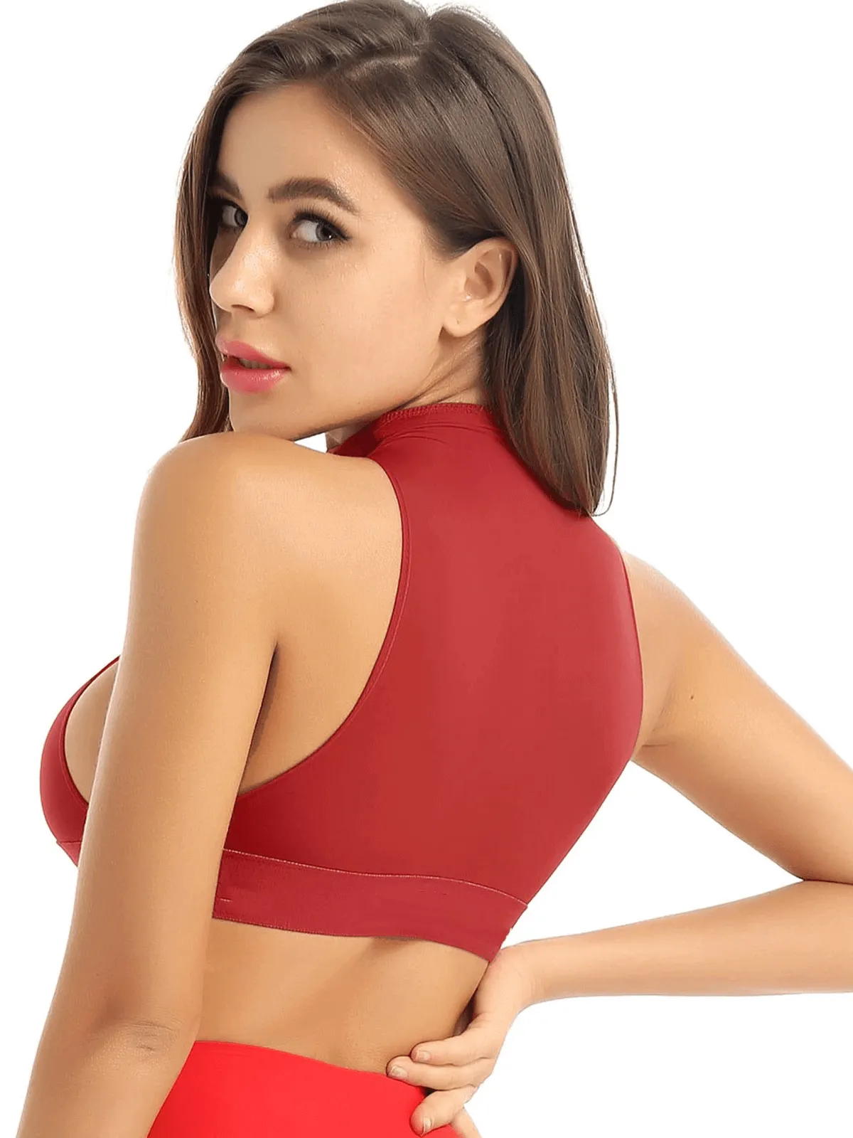 Sexy Women's High Neck Sleeveless thin See-Through Tank / Elastic Underbust Crop Top  - SF0001