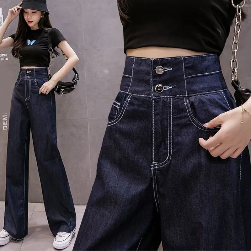 Simplicity Casual Draping Straight Leg Floor-Length Solid Color Jeans