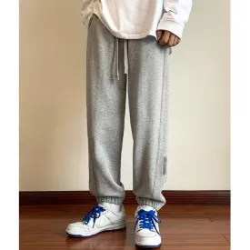 Solid Color Straight Tapered Loose Fit Knitted Sweatpant