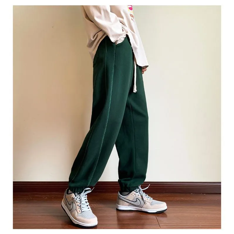 Solid Color Straight Tapered Loose Fit Knitted Sweatpant