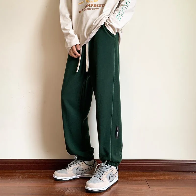 Solid Color Straight Tapered Loose Fit Knitted Sweatpant