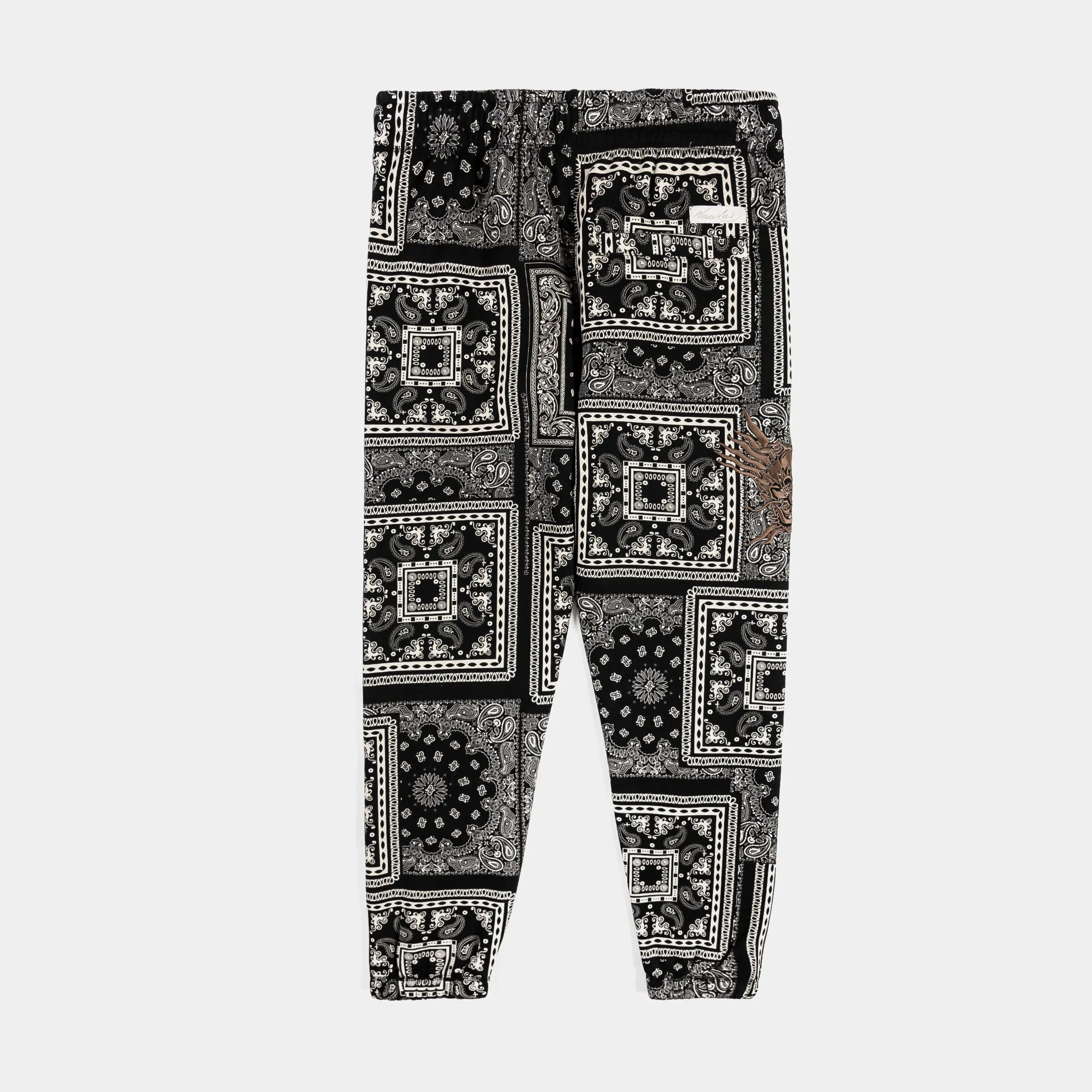 Mens Black/White Paisley Joggers by SP x Bruce Lee - Stylish Athletic Pants