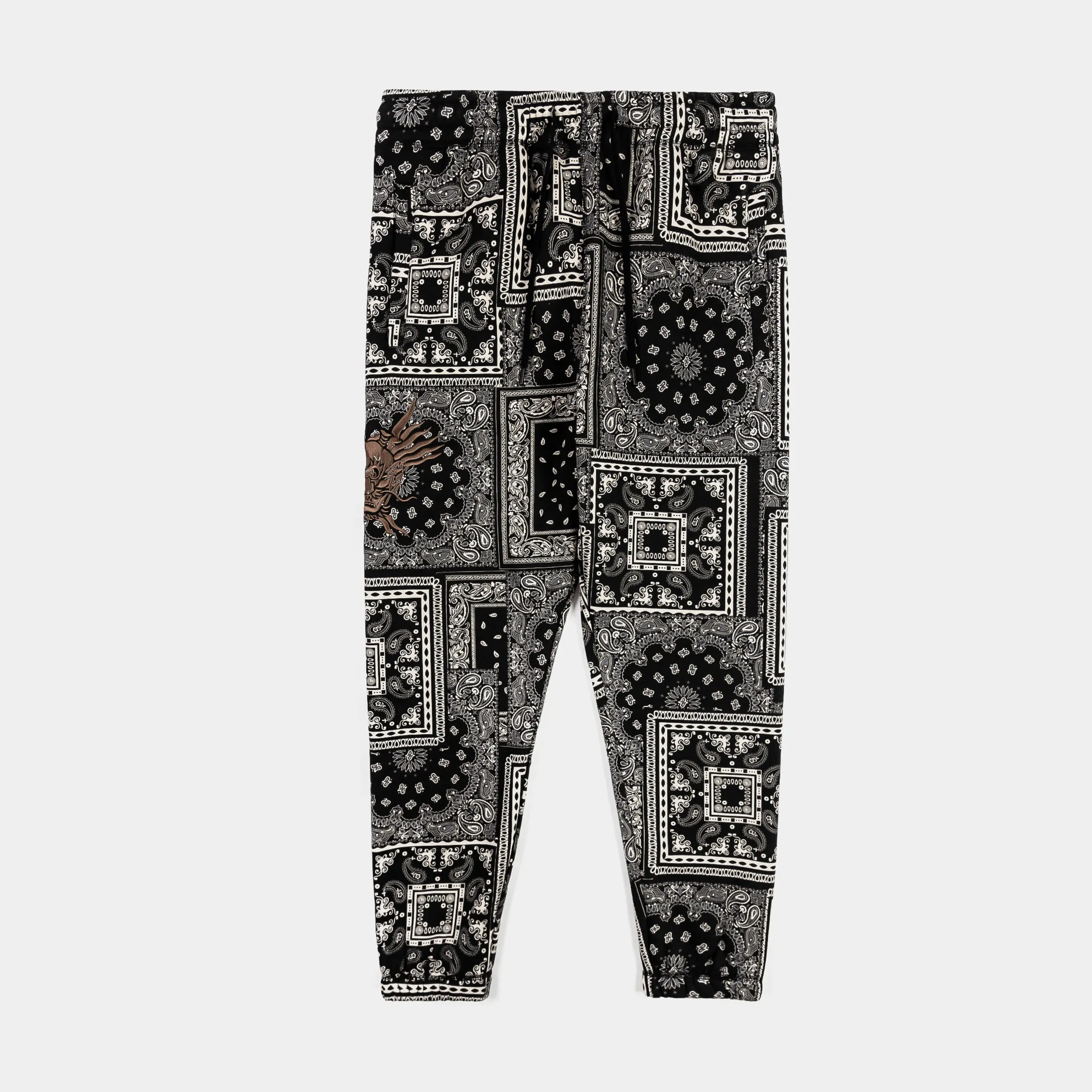 Mens Black/White Paisley Joggers by SP x Bruce Lee - Stylish Athletic Pants