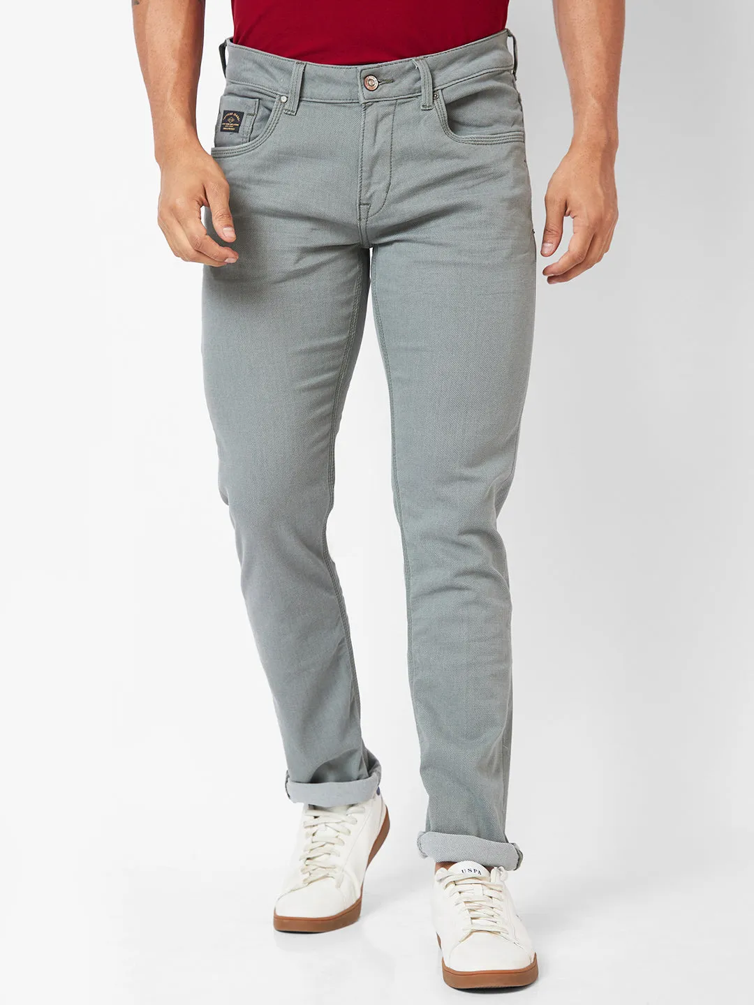 Spykar Low-Rise Slim Fit Grey Jeans For Men