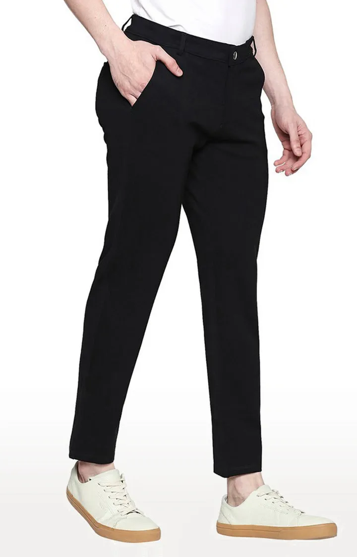 Spykar Men Cotton Black Regular Fit Trousers