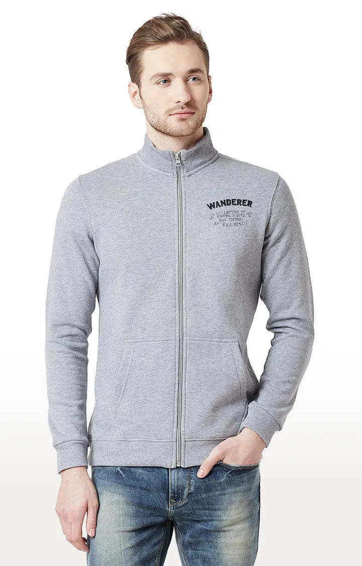 Spykar Men Grey Cotton Full Sleeve Sweatshirt