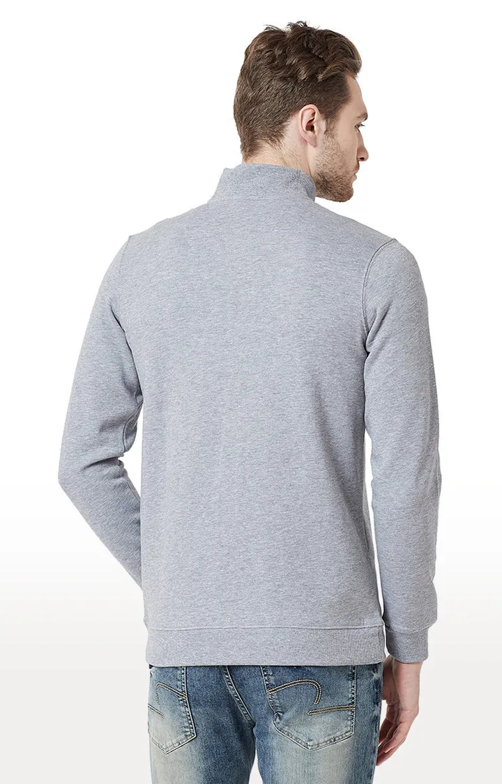 Spykar Men Grey Cotton Full Sleeve Sweatshirt