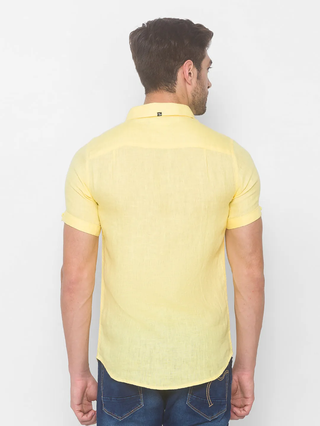 Spykar Men Yellow Cotton Shirts (Slim)