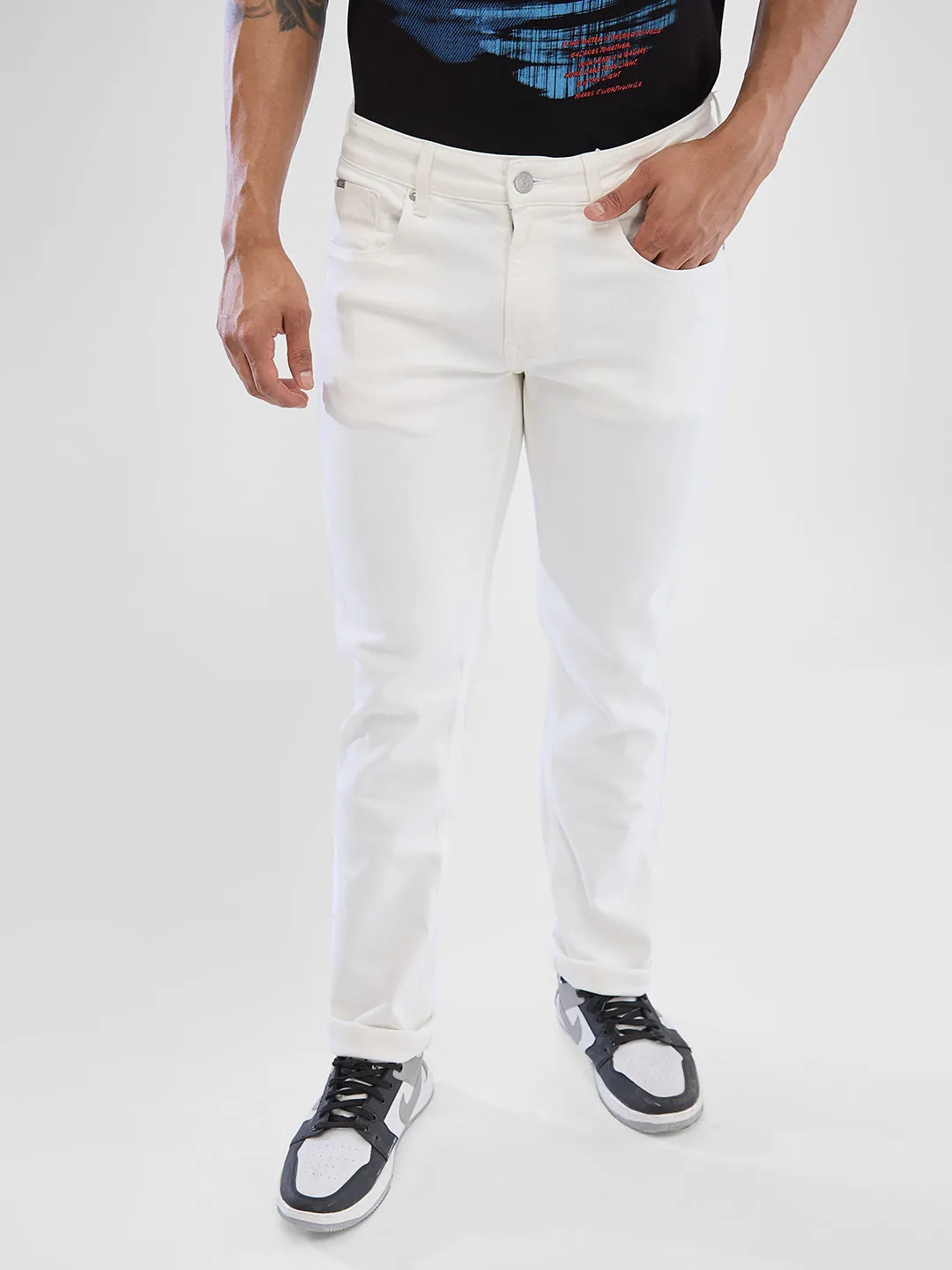 Spykar White Regular Jeans For Men