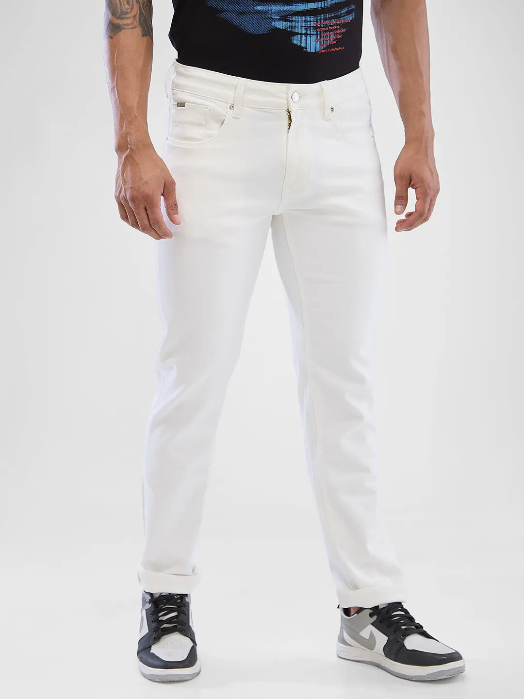 Spykar White Regular Jeans For Men