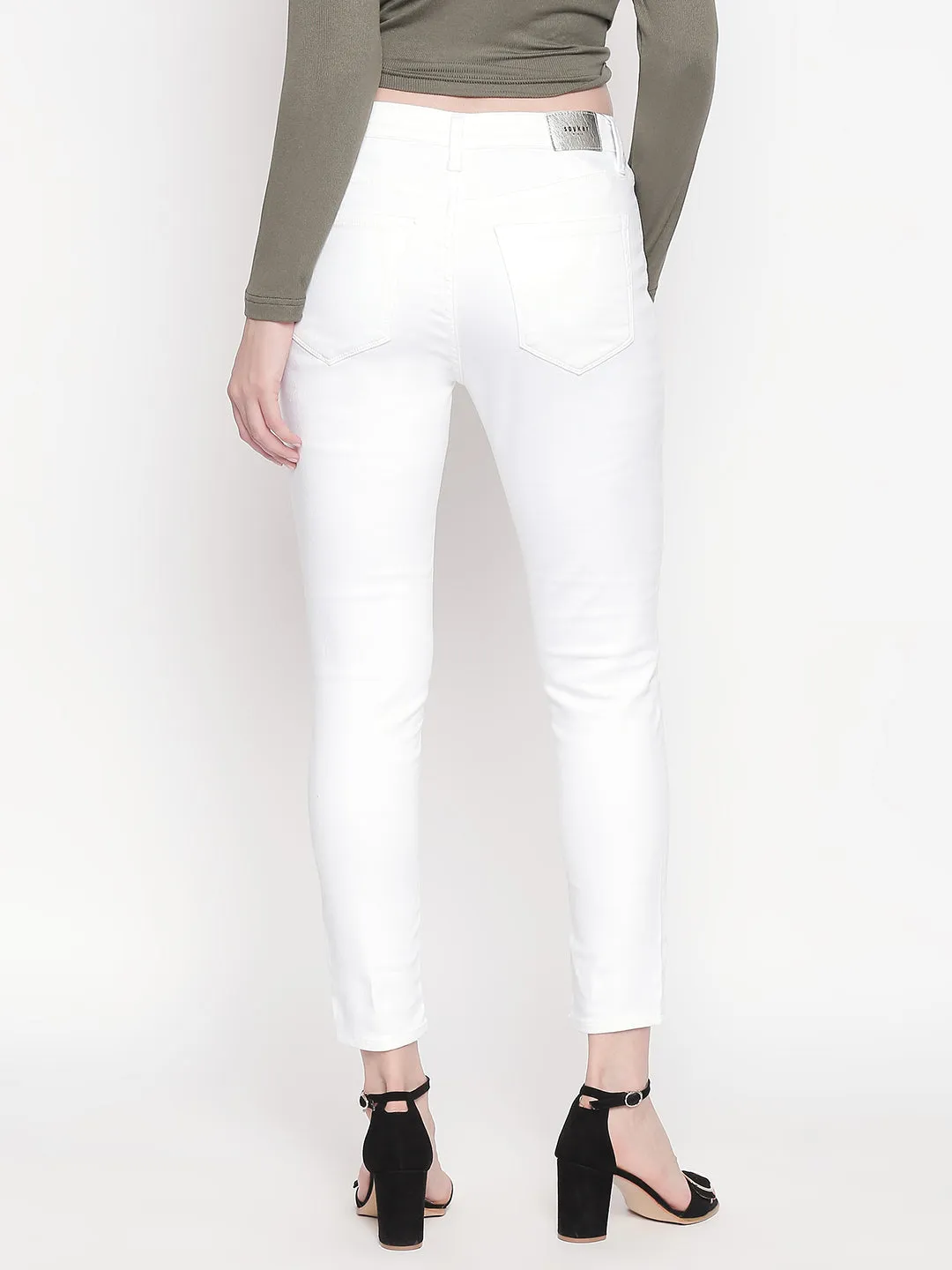 Spykar Women White Cotton Skinny Fit Regular Length Jeans (Adora)