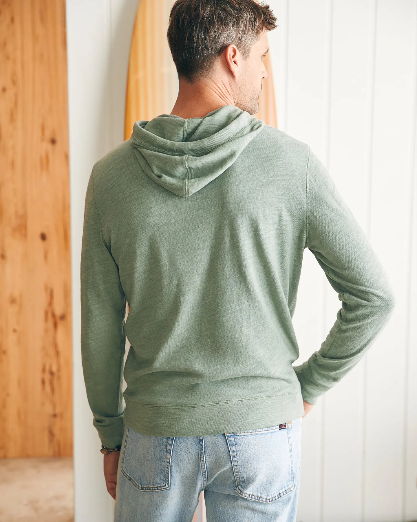 SUNWASHED SLUB HOODIE - FADED SAGE