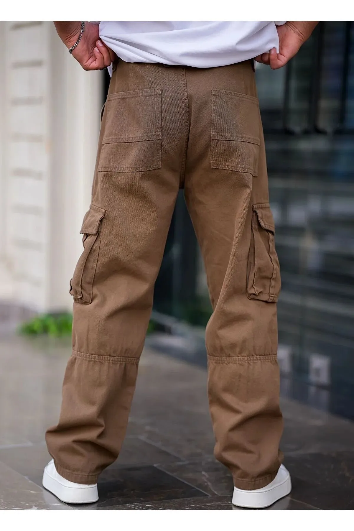 Tarz Cool Men's Coffee Cargo Pocket Baggy Pants