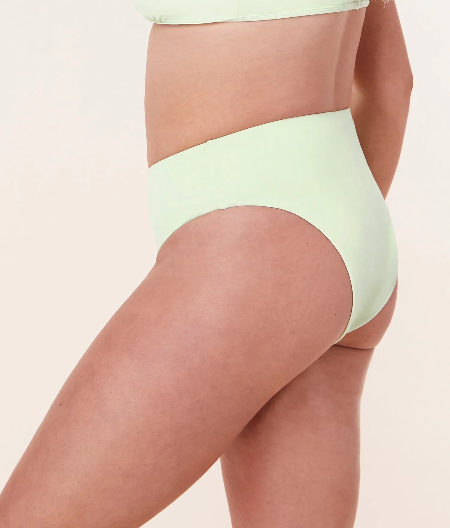 The 90s High Waist Bikini Bottom - Eco Nylon - Pistachio