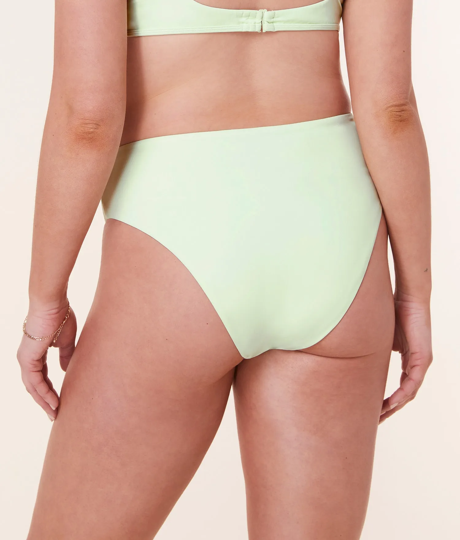 The 90s High Waist Bikini Bottom - Eco Nylon - Pistachio