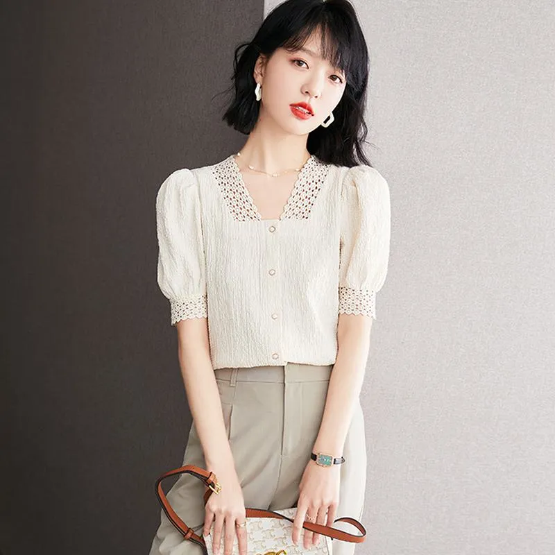 Thin French Style V-Neck Niche Blouse