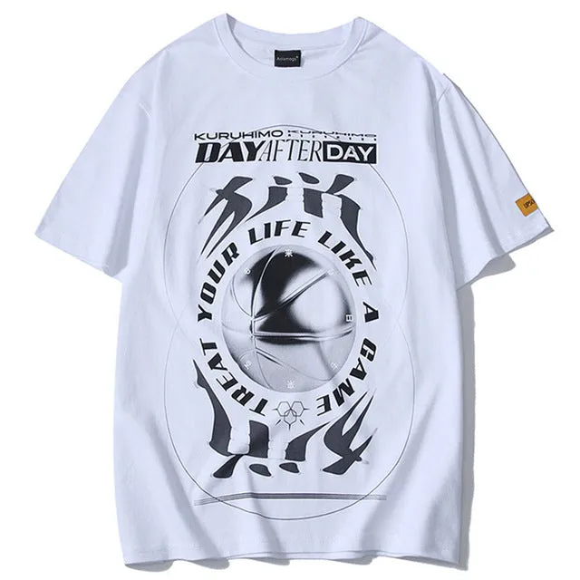 Treat Life Like Game Printed Hip Hop Streetwear Loose Tees