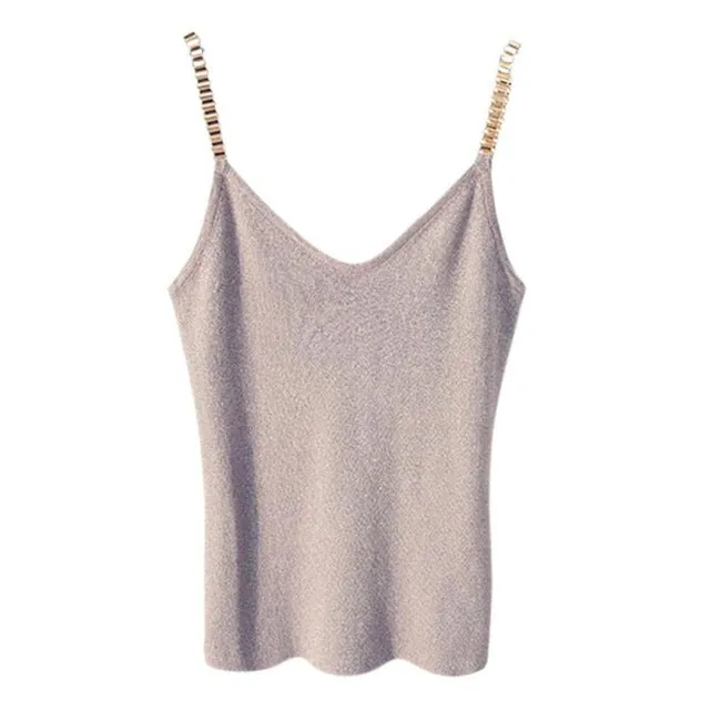 VenusFox Glitter Sexy V-Neck Knitted Tank Tops