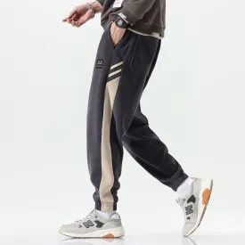 Versatile Tapered Elasticity Patchwork Elastic Waist Loose Fit Side Sweatpant