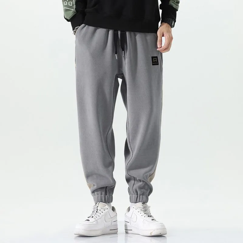 Versatile Tapered Elasticity Patchwork Elastic Waist Loose Fit Side Sweatpant