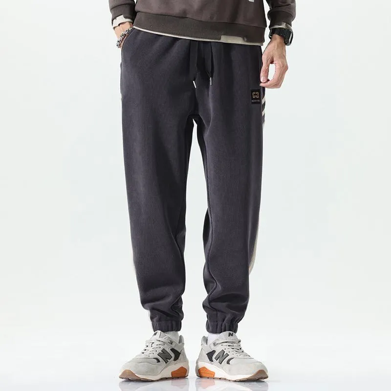 Versatile Tapered Elasticity Patchwork Elastic Waist Loose Fit Side Sweatpant