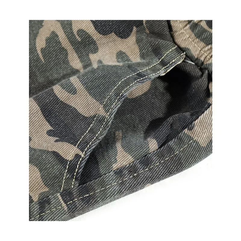 Versatile Wide-Leg Straight Camouflage Loose Fit Washed Out Sweatpant