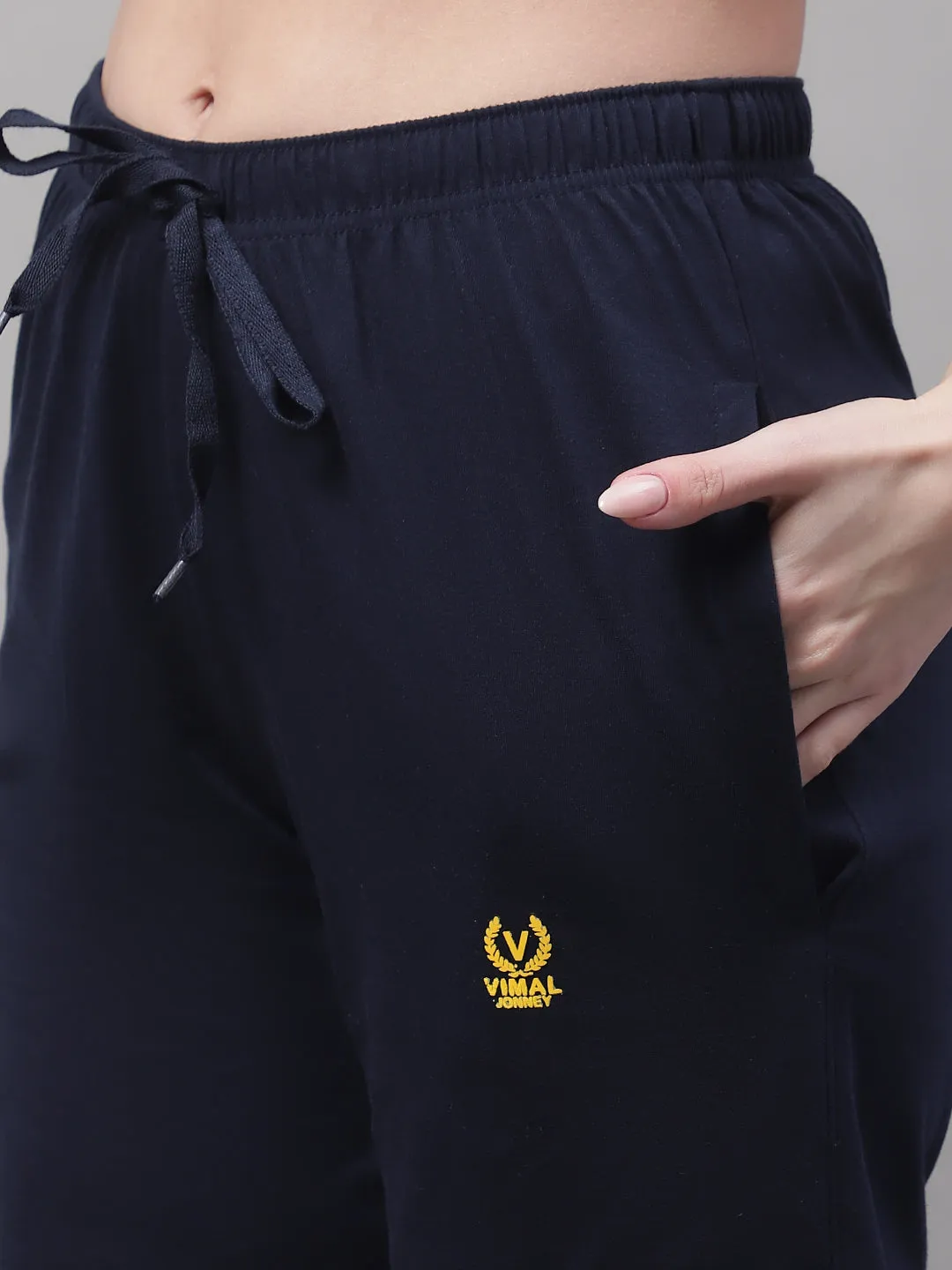 Vimal Jonney Navy Blue Regular fit Cotton Shorts for Women