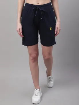 Vimal Jonney Navy Blue Regular fit Cotton Shorts for Women